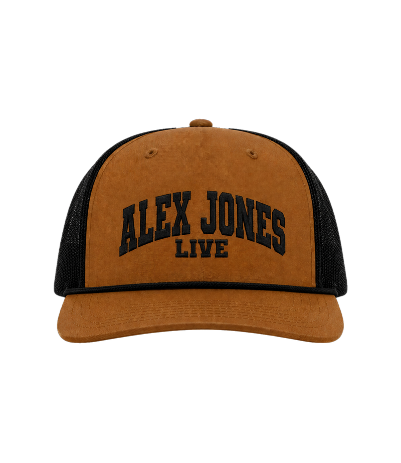 Alex Jones Live Tan Embroidered Rope Hat