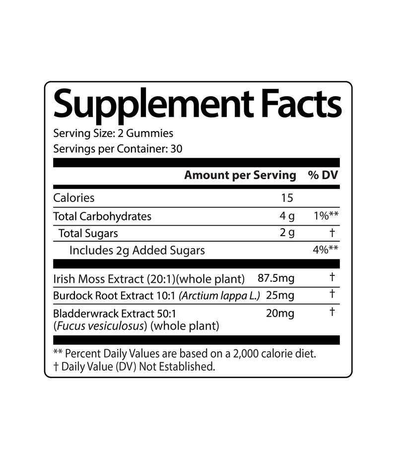 Ultimate Seamoss Gummies With Bladderwrack & Burdock Root (Apple Cinnamon) (60 Gummies) (30 Servings)