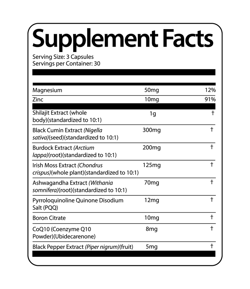 Shilajit Complex - Super-Infused Supplement (90 Capsules) (30 Servings)