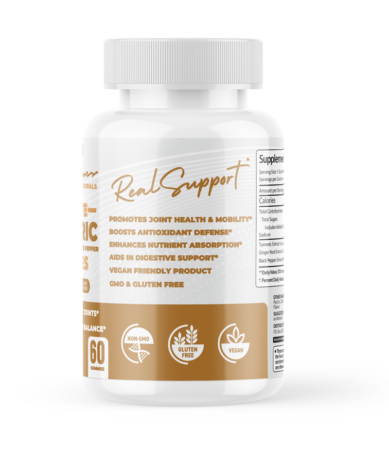 Ultimate Turmeric Gummies With Ginger Root & Black Pepper (Peach Flavor) (60 Gummies) (60 Servings)