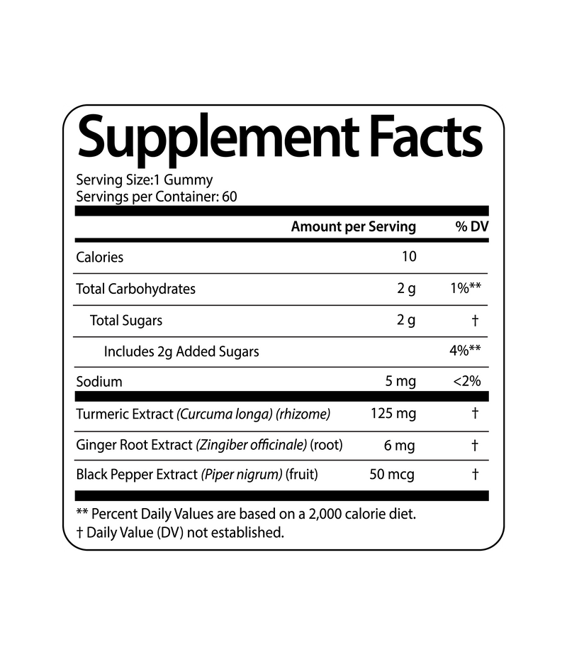 Ultimate Turmeric Gummies With Ginger Root & Black Pepper (Peach Flavor) (60 Gummies) (60 Servings)