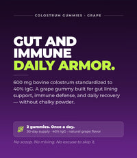 Bovine Colostrum Gummies - Gut & Immune Support (Grape) (60 Gummies) (30 Servings)