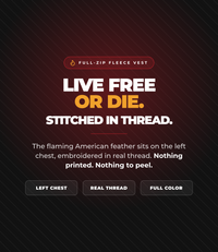 Live Free Or Die Full-Zip Fleece Vest - Live Free Or Die, stitched in thread