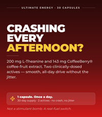 Ultimate Energy - Natural Caffeine & L-Theanine (30 Capsules) (30 Servings)