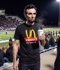 Abraham Lincoln wearing the Unvaxxed T-Shirt in black
