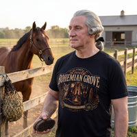 George Washington wearing the Bohemian Grove t-shirt in black