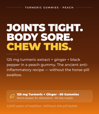 Ultimate Turmeric Gummies With Ginger Root & Black Pepper (Peach Flavor) (60 Gummies) (60 Servings)
