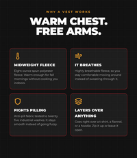 Live Free Or Die Full-Zip Fleece Vest - warm chest, free arms