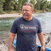 Theodore Roosevelt wearing the Operation Northwoods t-shirt in navy