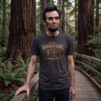 Abraham Lincoln wearing the Bohemian Grove t-shirt in black