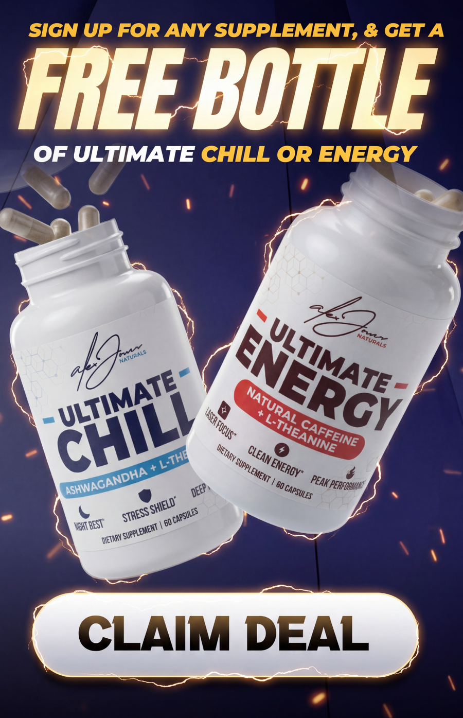 Free Bottle of Ultimate Chill or Energy