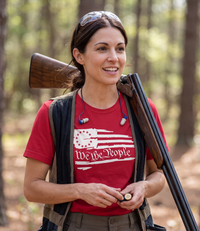 We The People T-Shirt - Red - worn