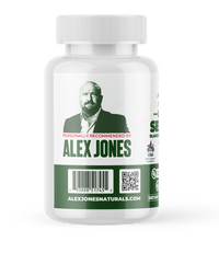 Alex Jones Naturals - Ultimate Sea Moss Gummies With Bladderwrack & Burdock Root (Apple Cinnamon) (60 Gummies) (30 Servings) — Back label of Ultimate Sea Moss Gummies bottle featuring Alex Jones photo with 'Personally Recommended by Alex Jones'