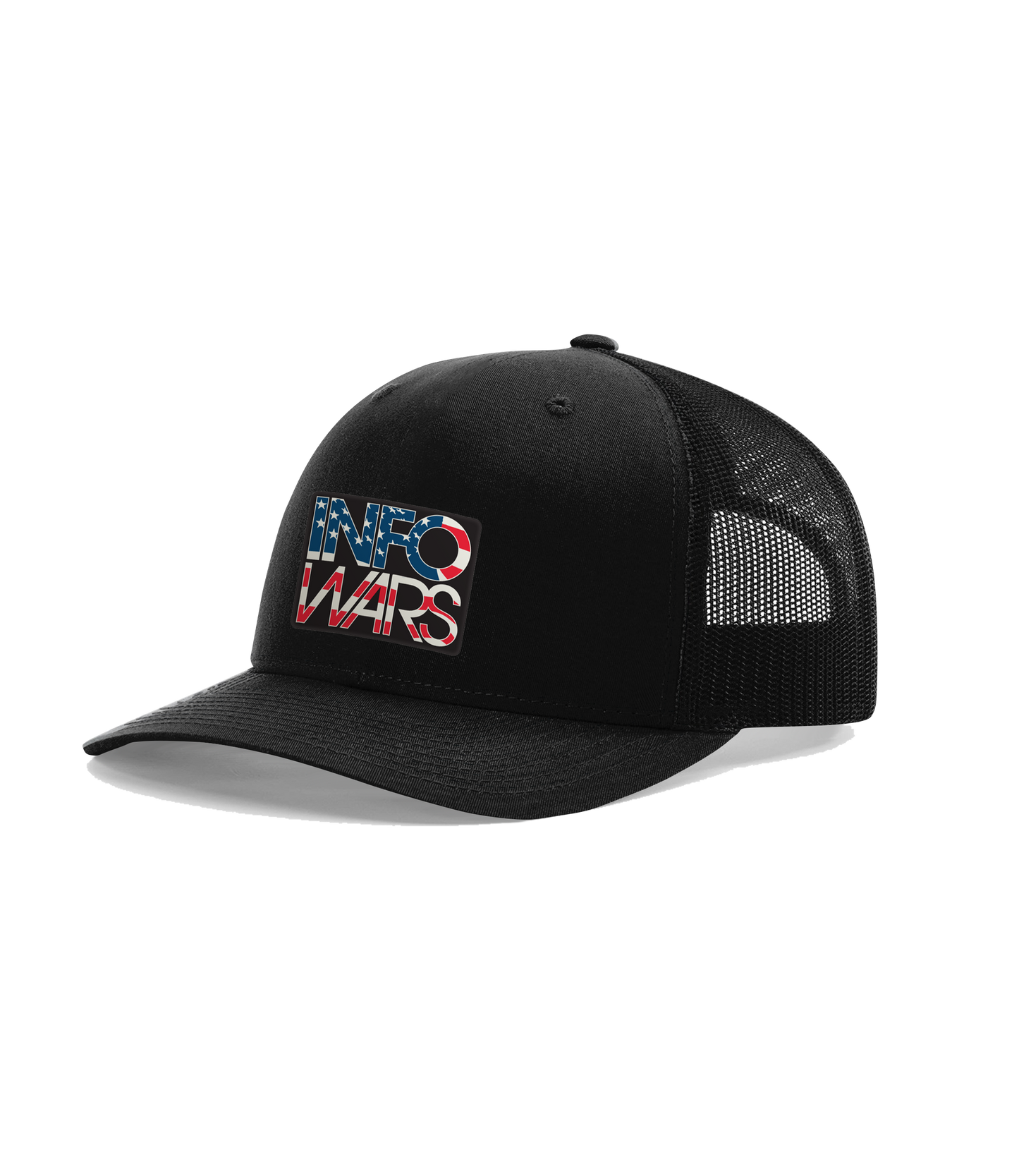 Infowars American Flag Logo Leather Patch Hat - Richardson 112
