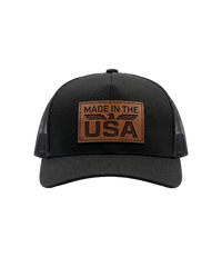 Made In The USA Eagle Leather Patch Trucker Hat