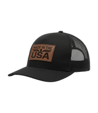 Made In The USA Eagle Leather Patch Trucker Hat