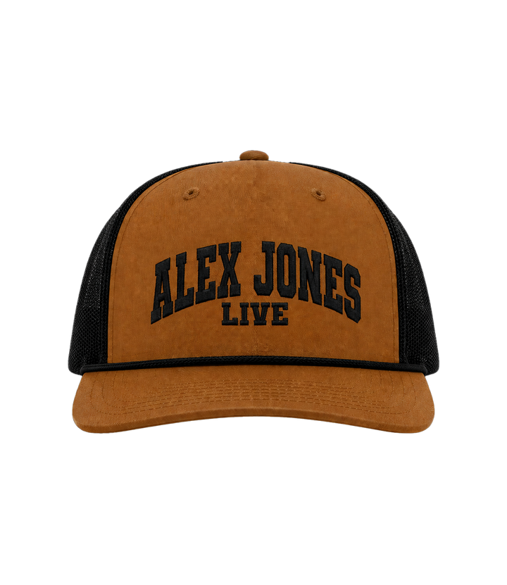 Alex Jones Live Tan Embroidered Rope Hat