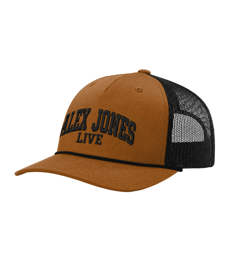Alex Jones Live Tan Embroidered Rope Hat