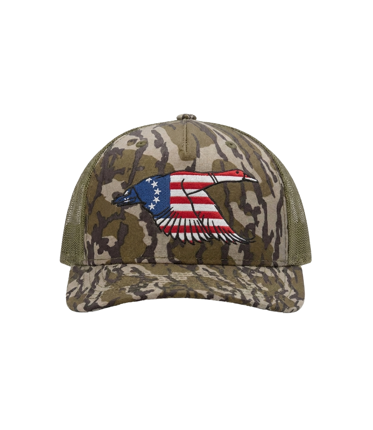 The Alex Jones Store - Betsy Ross Duck Embroidered Camo Trucker Hat - front