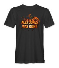 The Alex Jones Store - black Alex Jones Was Right Pumpkin T-Shirt - front