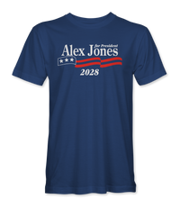 The Alex Jones Store - royal blue Alex Jones For President 2028 T-Shirt - front