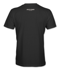 The Alex Jones Store - Back of black Lord Make Me Fast And Accurate t-shirt with Alex Jones Live logo