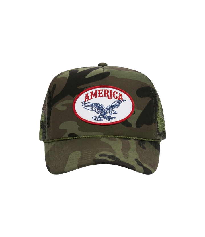 "America" Camo Rope Trucker Hat