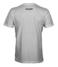 The Alex Jones Store - Back of white Alex Jones Gun Rant t-shirt with Alex Jones Live logo