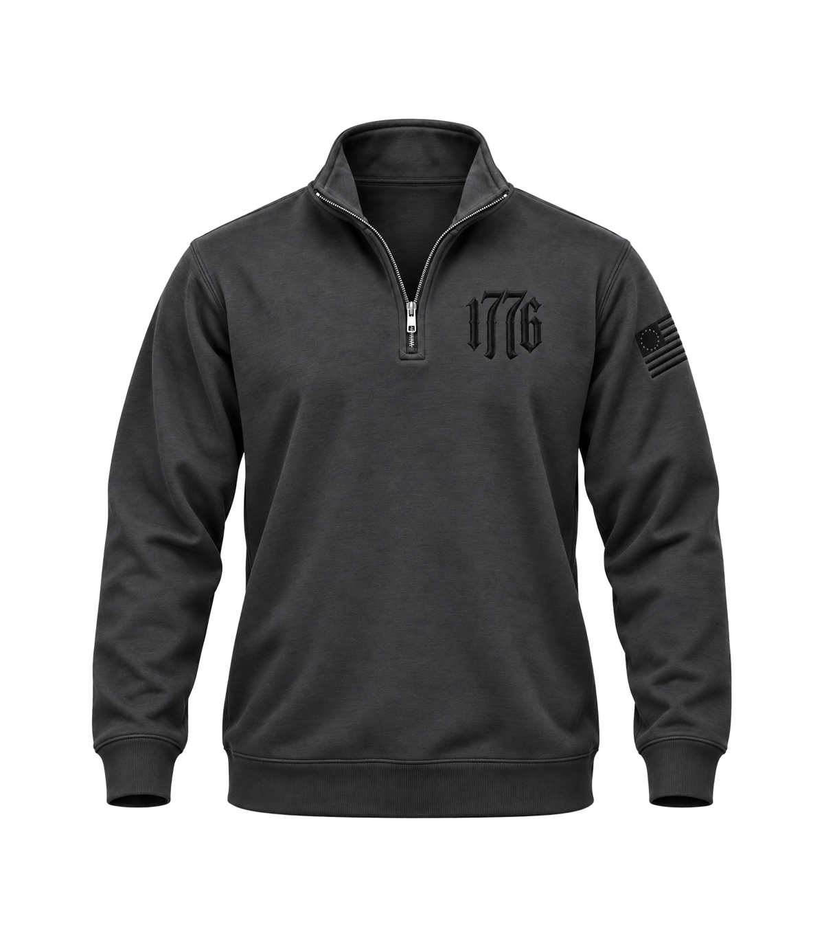 The Alex Jones Store - grey 1776 Embroidered Quarter-Zip Sweatshirt - front