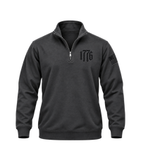 The Alex Jones Store - grey 1776 Embroidered Quarter-Zip Sweatshirt - front