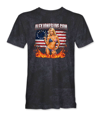 The Alex Jones Store - Front of Vintage Black Betsy Ross limited edition mineral wash t-shirt