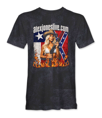 The Alex Jones Store - Front of Vintage Black Texas Rebel limited edition mineral wash t-shirt