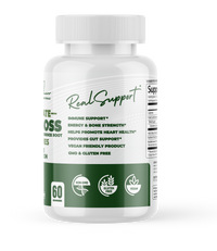 Alex Jones Naturals - White bottle of Ultimate Sea Moss Gummies with bladderwrack and burdock root, apple cinnamon flavor, 60 gummies, Real Support label