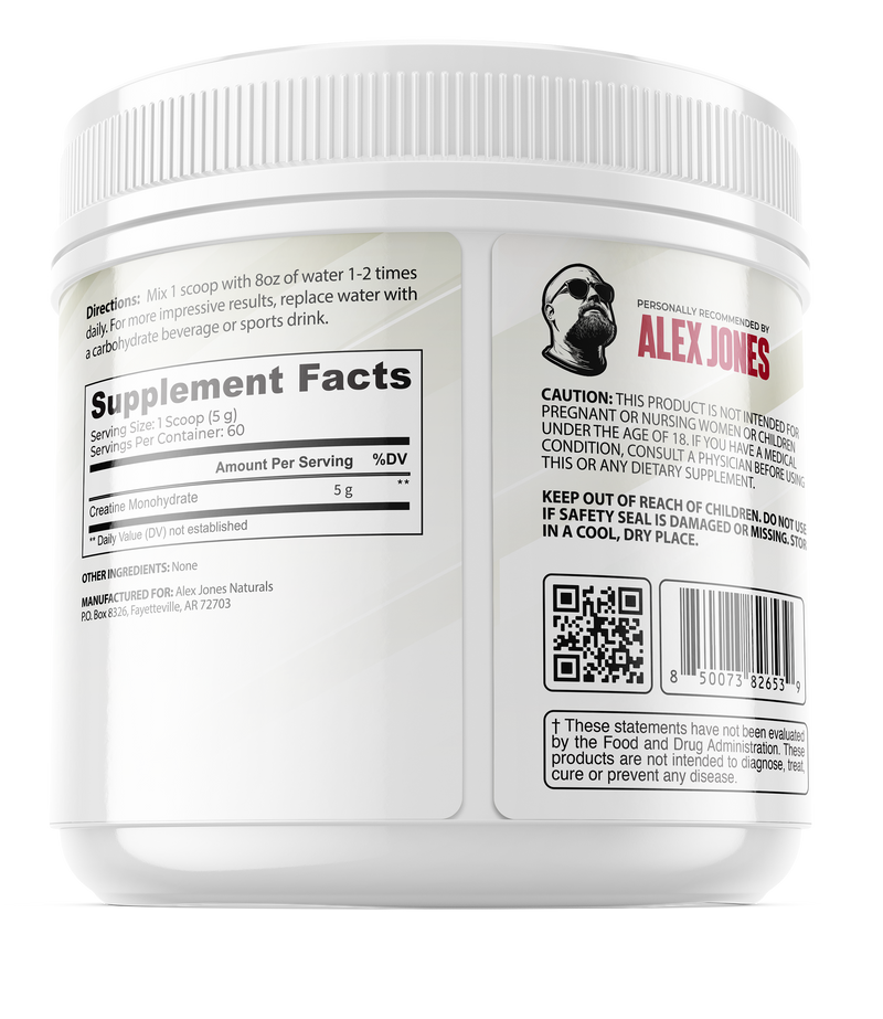 Ultimate Creatine Powder by Alex Jones (300 Grams) (60 Servings)