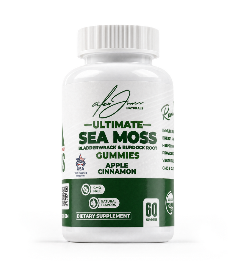 Ultimate Sea Moss Gummies With Bladderwrack & Burdock Root (Apple Cinnamon) (60 Gummies) (30 Servings)