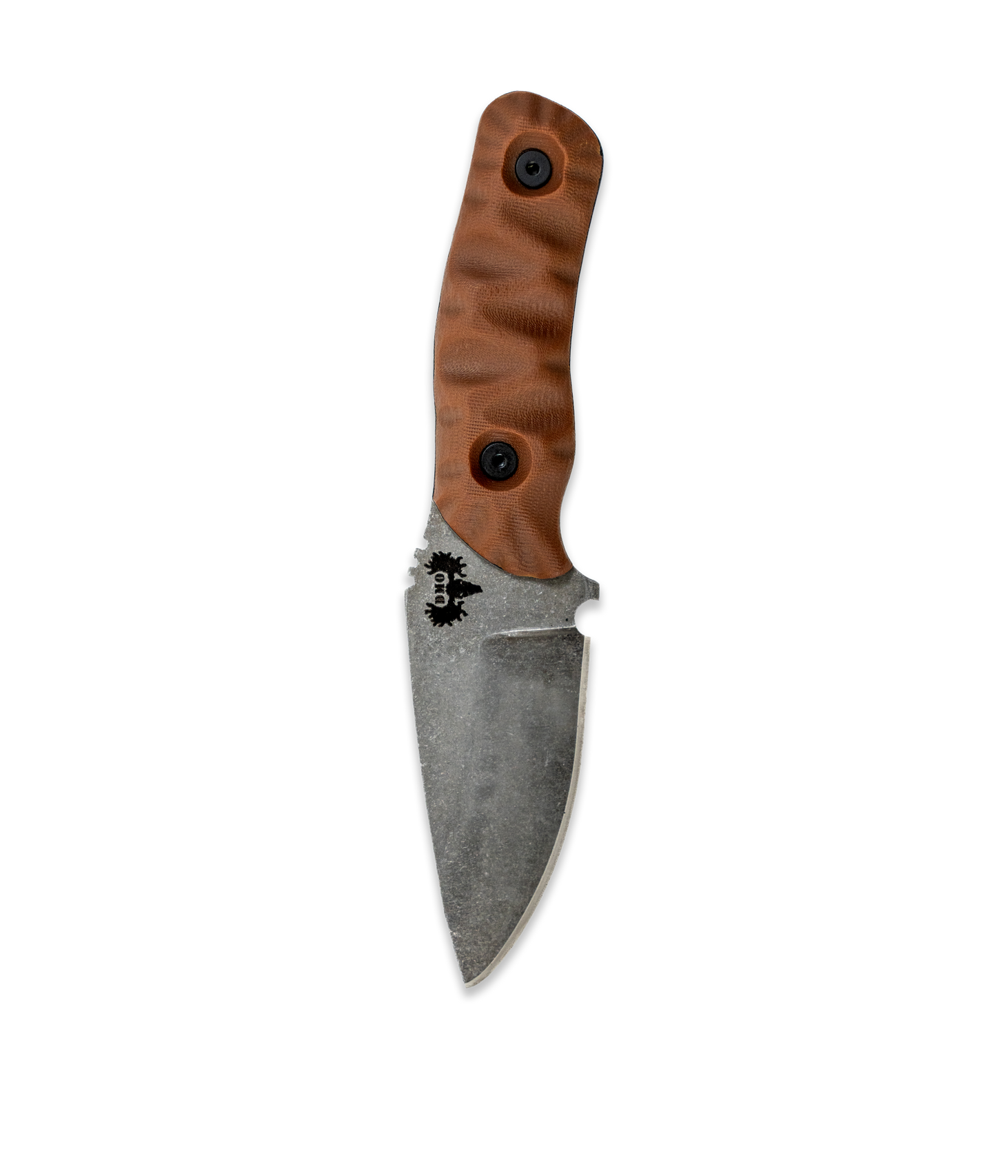 DMO Fixed-Blade Knife: The Felon (Stonewashed Blade with Camel Handle/Black Spacer)