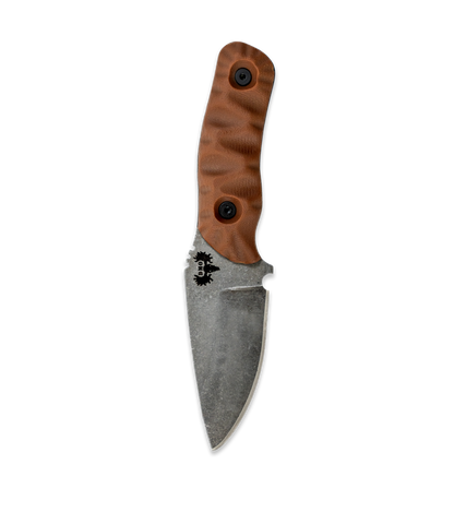 DMO Fixed-Blade Knife: The Felon (Stonewashed Blade with Camel Handle/Black Spacer)