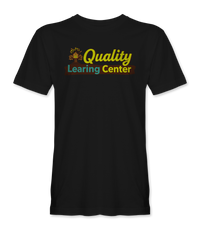 The Alex Jones Store - Black Quality Learing Center t-shirt with vintage PBS-style logo, yellow Quality script over Learing Center banner