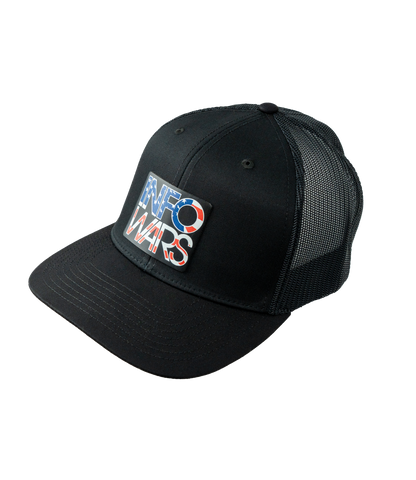 Infowars American Flag Logo Leather Patch Hat
