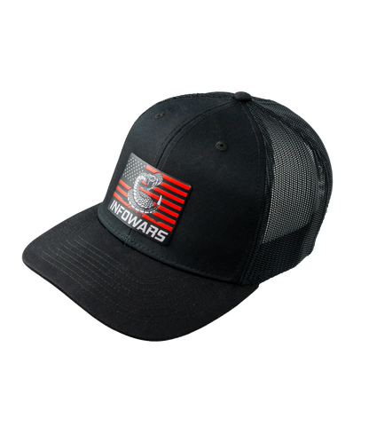 Infowars Snake Logo Leather Patch Hat