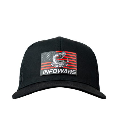 Infowars Snake Logo Leather Patch Hat