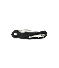 The Alex Jones Store - Alex Jones Phantom folding blade closed in compact carry position, showing textured black G10 handle and steel pocket clip