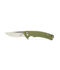 The Alex Jones Store - Alex Jones Quick Release folding blade with OD green G10 handle, stone-washed drop-point steel blade and AJ signature etching