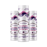 Alex Jones Naturals - Three Optimal Human Nootropic Mind Fuel Energy Shot bottles, berry flavor, 2 oz each, zero calories and sugar free