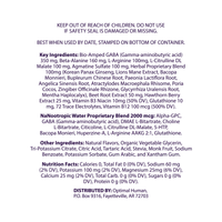 Alex Jones Naturals - Optimal Human Mind Fuel Energy Shot supplement facts label showing ingredients, nutrition facts and key nootropic blend