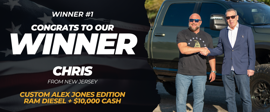Chris from New Jersey won Custom Alex Jones Edition Ram Diesel + $10,000 Cash