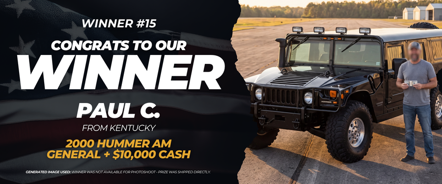 Paul C. from Kentucky won 2000 Hummer AM General + $10,000 Cash