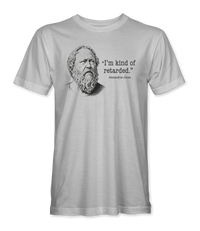 The Alex Jones Store - Front of white Ancient Wisdom t-shirt with engraved classical philosopher bust and quote credited to Alexandros Jonas