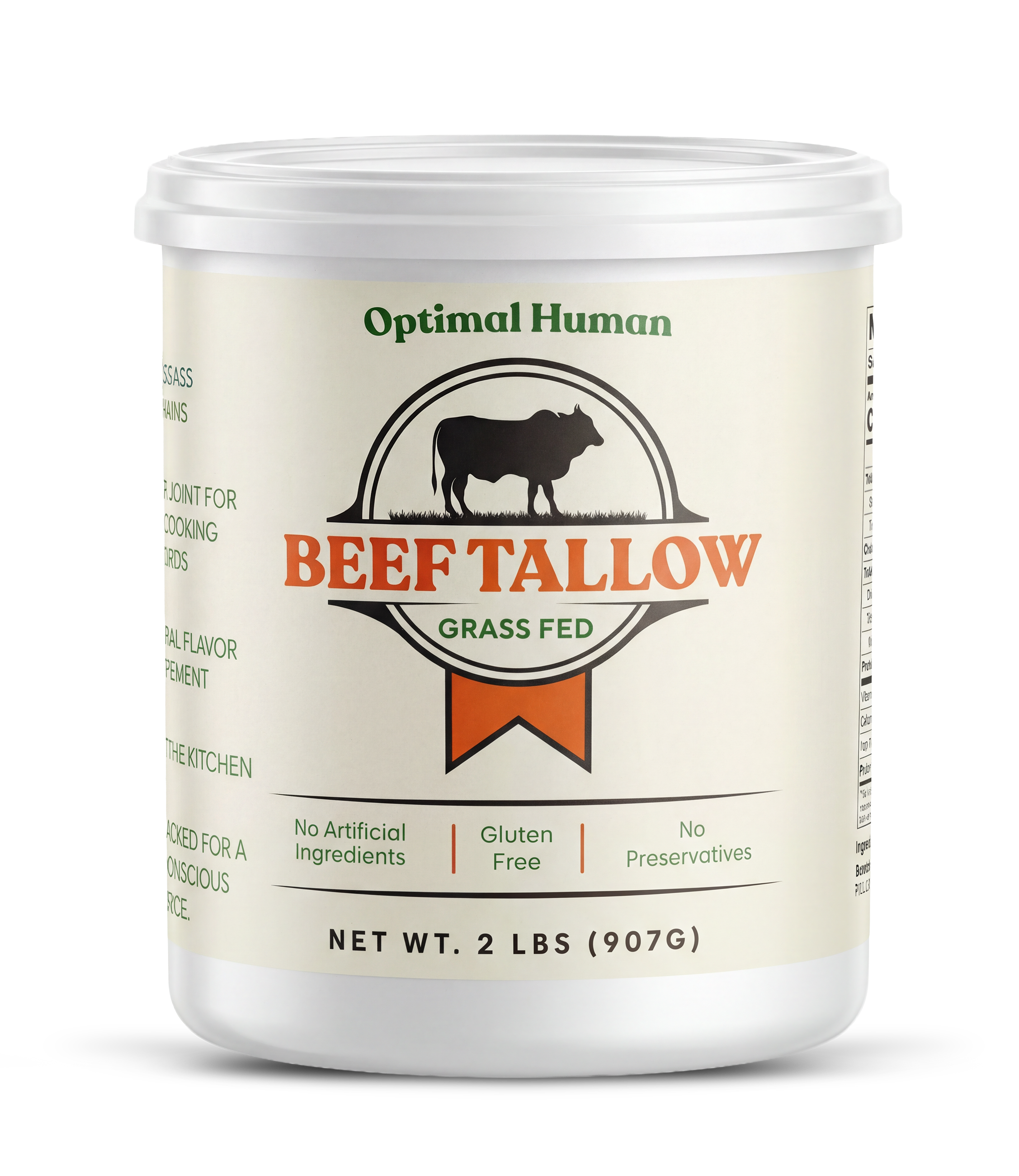 Optimal Human Pure Grass-Fed Beef Tallow
