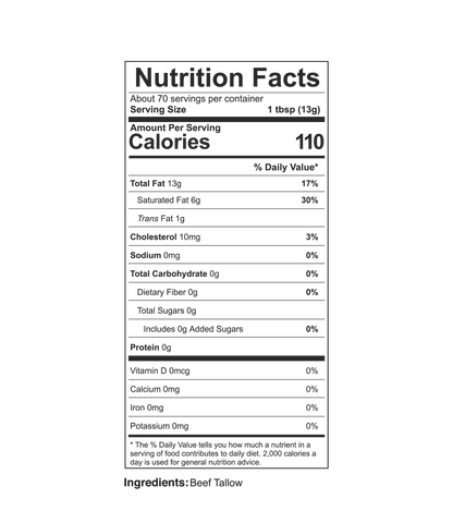 Pure Grass-Fed Beef Tallow